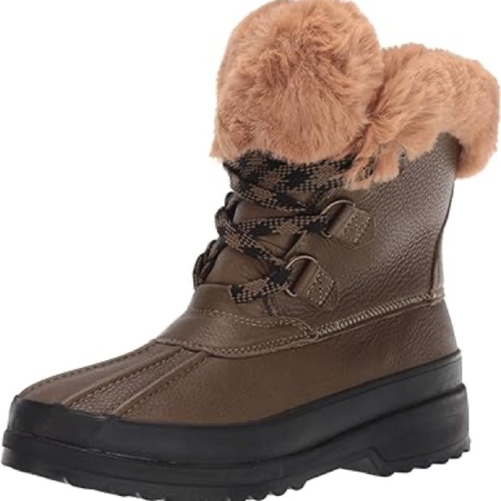 Sperry Maritime Green Faux Fur Rain Ankle Boots